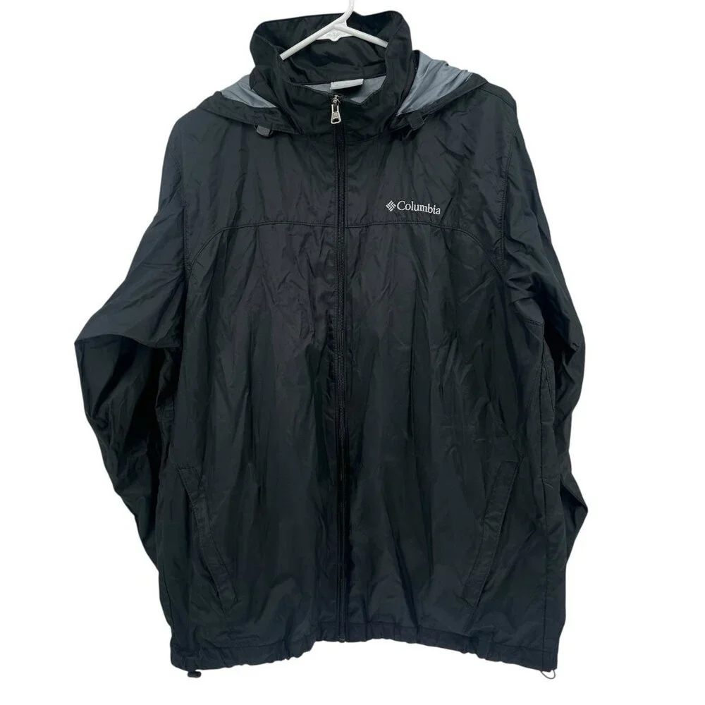 Columbia Jacket Womens M Black Hooded Lightweight Windbreaker Full Zip Casual‎ - Picture 2 of 11